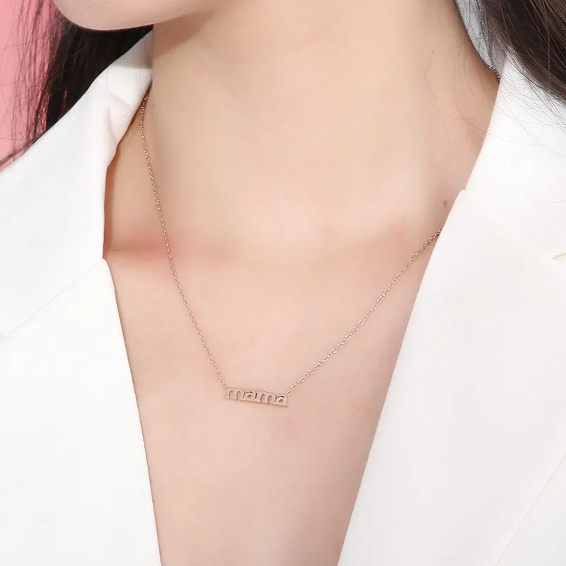 Mama Letter Pendant Necklace, Mother's Day Stainless Steel Jewelry