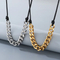 Vintage Western Cowboy Style Black Wax Rope Splicing Cuban Chain Long Adjustable Stainless Steel Men's Pendant Necklace