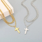 Retro, Simple, Engraved Cross Necklace, Trendy and Fashionable Nk Chain Double-Layer Stacked Stainless Steel Men's Pendant Necklace