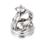Trendy Stainless Steel Couple Rings with Single Diamond
