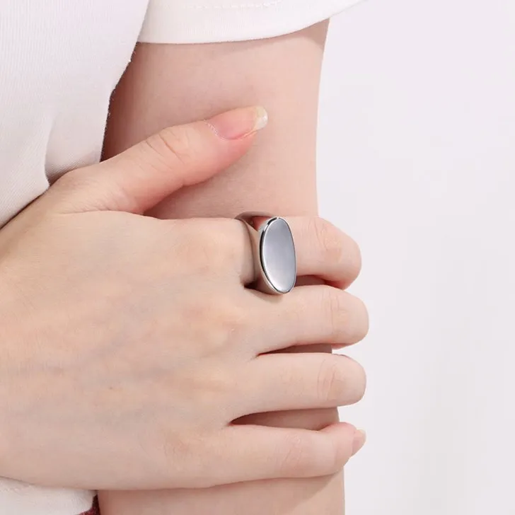 Trendy Irregular Flat Stainless Steel Ring for Hip-Hop Style