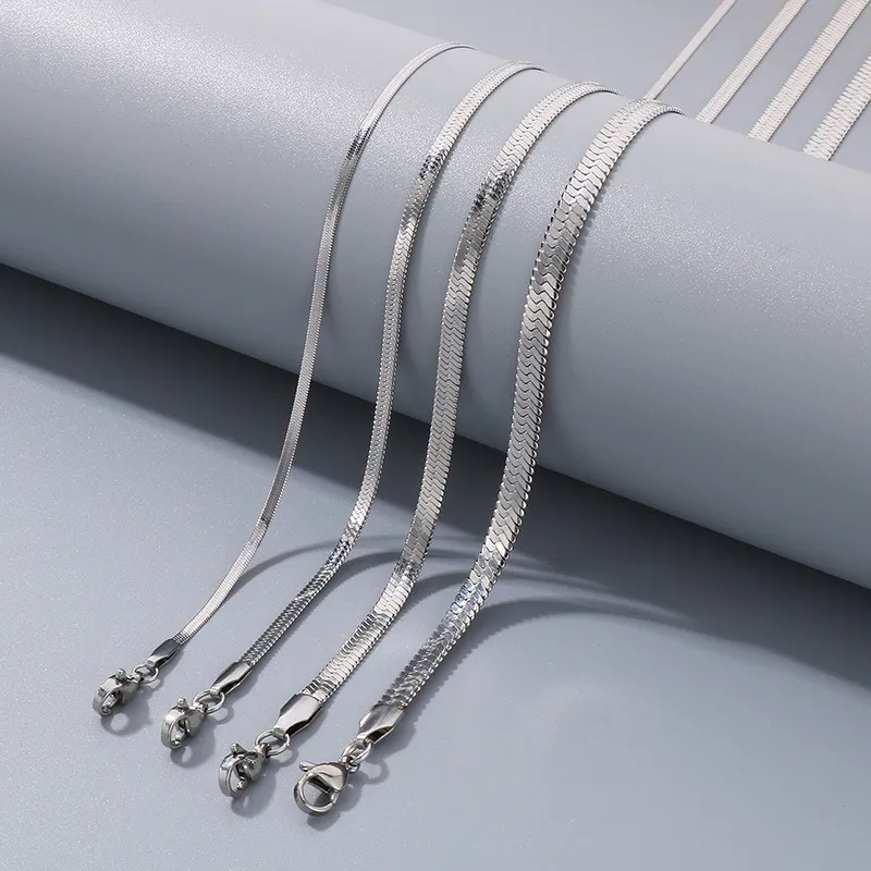 Women's Stainless Steel Blade Chain Necklace Extender 2/3/4/5mm Interior Chain Jewelry Wholesale