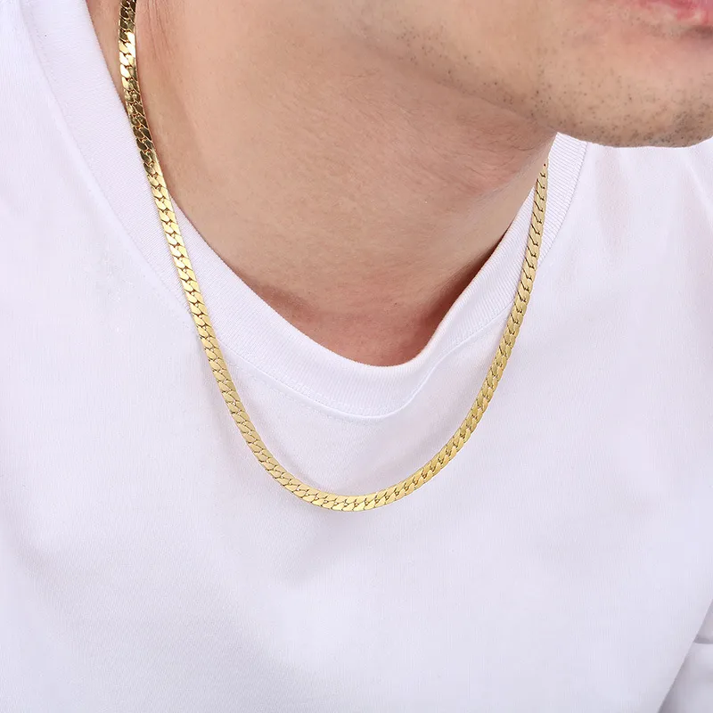 Fashion Link Chain Necklace Stainless Steel Flat Nk Chain DIY Jewelry Accessories