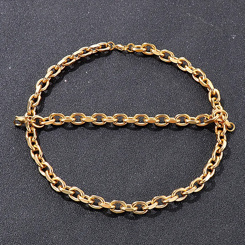 304 Stainless Steel Jewelry Hip Hop O-Shaped Edded Bracelet Necklace