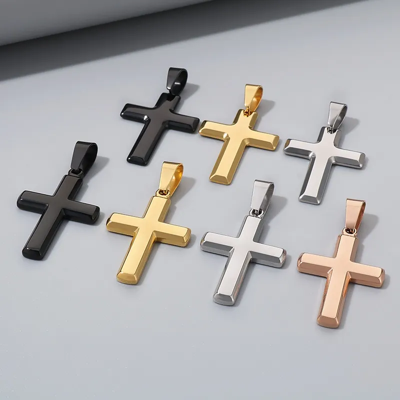 European and American Stainless Steel Cross Men's Pendant Necklace Geometric Couple Versatile Necklace Accessories