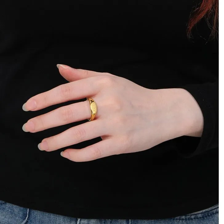 Stylish Niche Oval Ring in Stainless Steel with Number 11