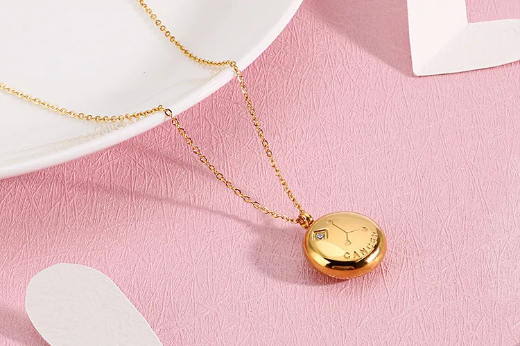 New Arrival 12 Constellation Gold Stainless Steel Guardian Necklace Gift Girlfriend Wholesale