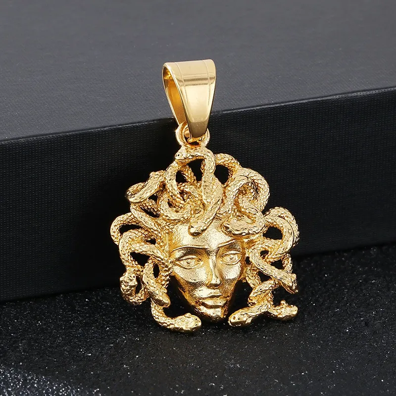Men's Stainless Steel Cast Snake Pendant Necklace Punk Style Jewelry