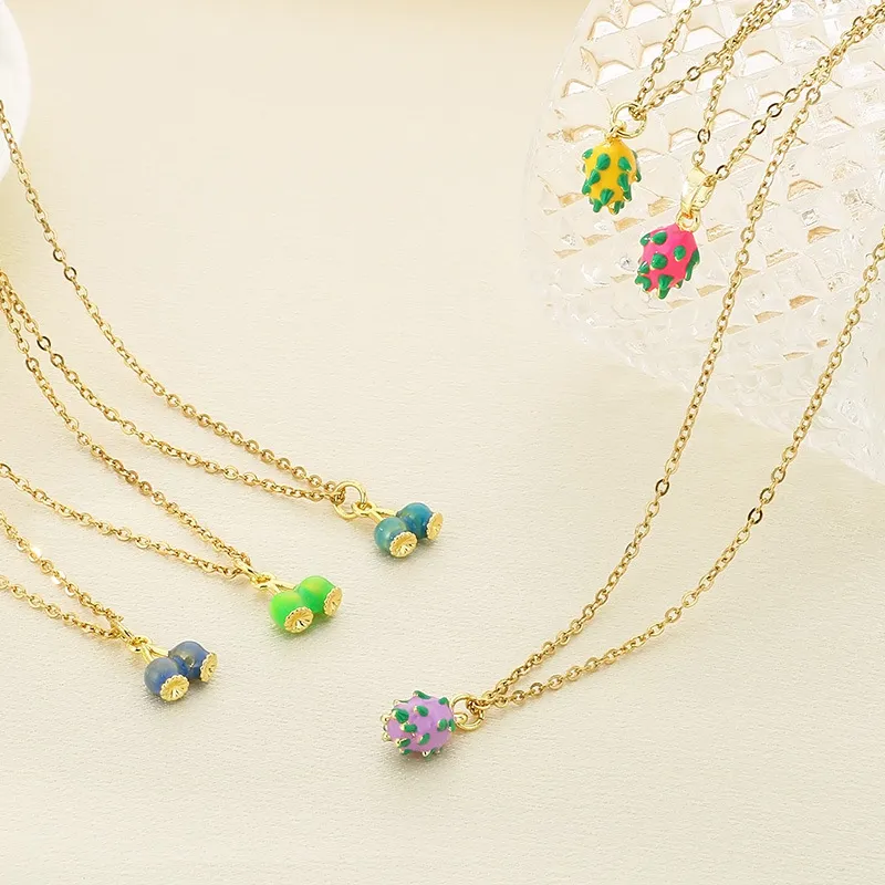 European American Personalized Mini Dopamine Fruit Series Necklace Stainless Steel Clavicle Chain