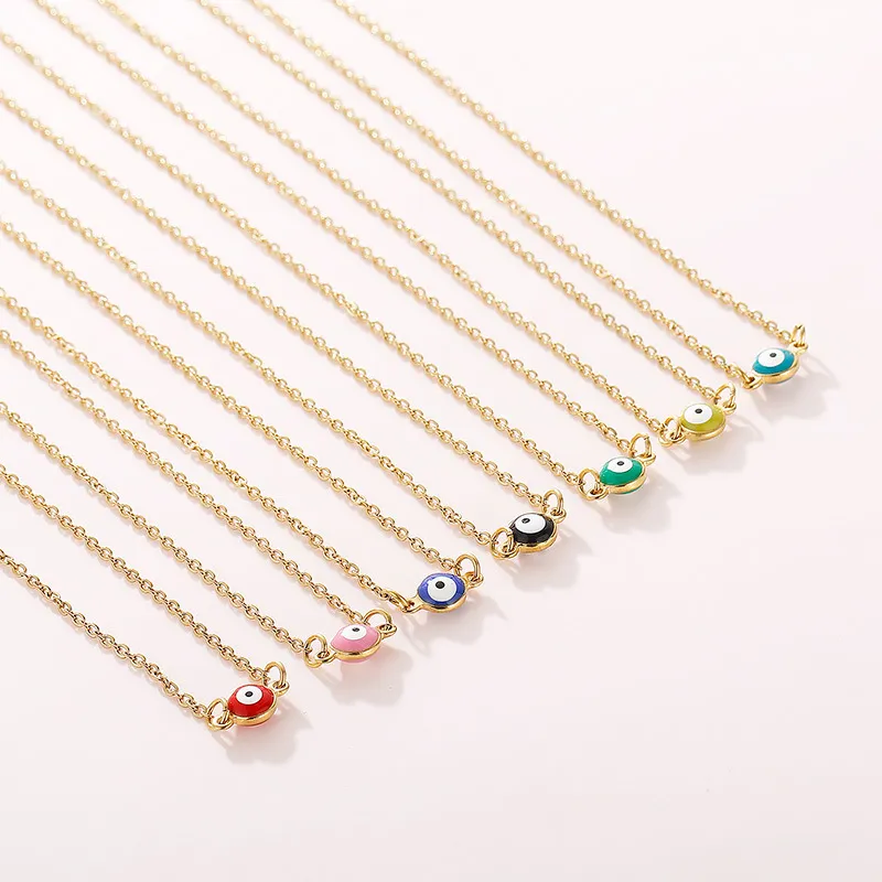 Small Blue Eye Necklace Lucky Stainless Steel Devil Eye Women's Necklace Wholesale