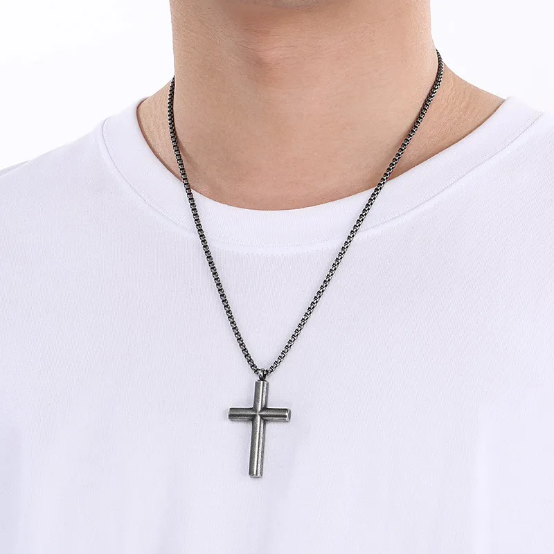 Trendy Retro Personalized Stainless Steel Cross Multi-Color DIY Pendant That Can Be Paired with a Chain