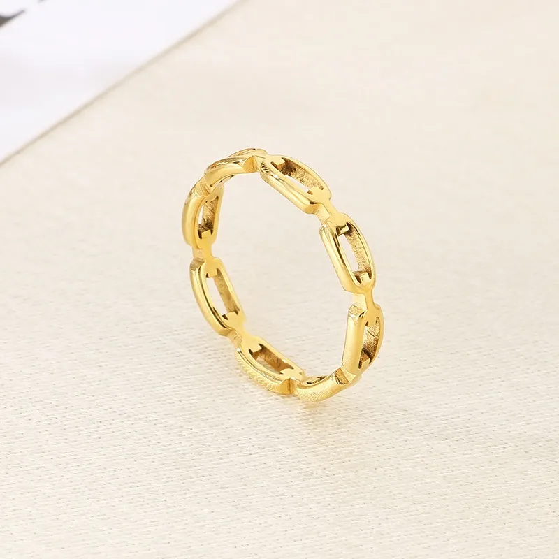 Unique Hollowed-out Square Stainless Steel Ring for Couples