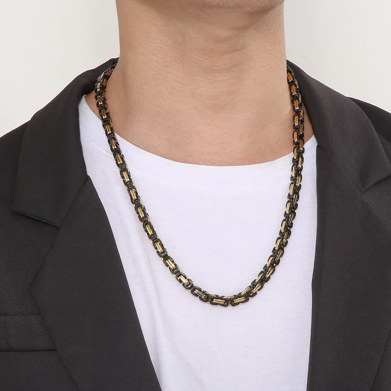 European American Bold Emperor Chain Men's Handmade Multi-Size Stainless Steel Link Necklace