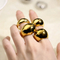 French-Style Trendy Gold Domed Geometric Stainless Steel Ring for Men and Women