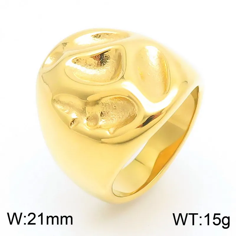 Trendy Metal Geometric Lava Ring Stylish Personalized Textured Stainless Steel Ring Wholesale