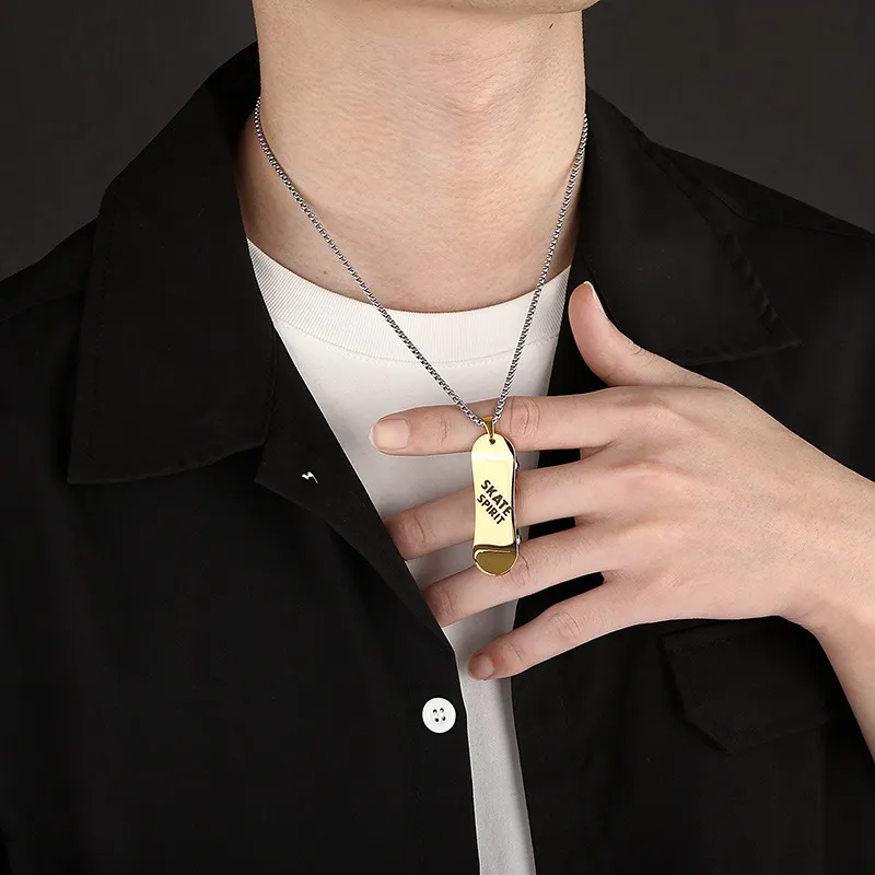 Rock Hip Hop Street Skateboard Fashion Stainless Steel Unisex Necklace Pendant