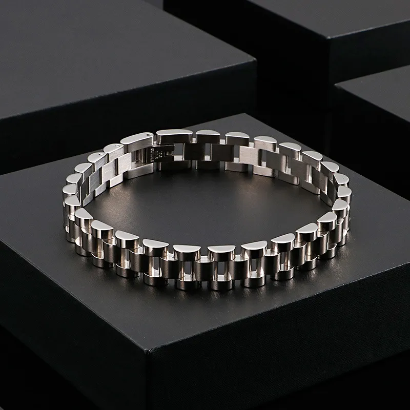 Wholesale Korean Trendy Minimalist Stainless Steel Watch Bracelet, Personalized Business Style Classic Men's Ring Accessory