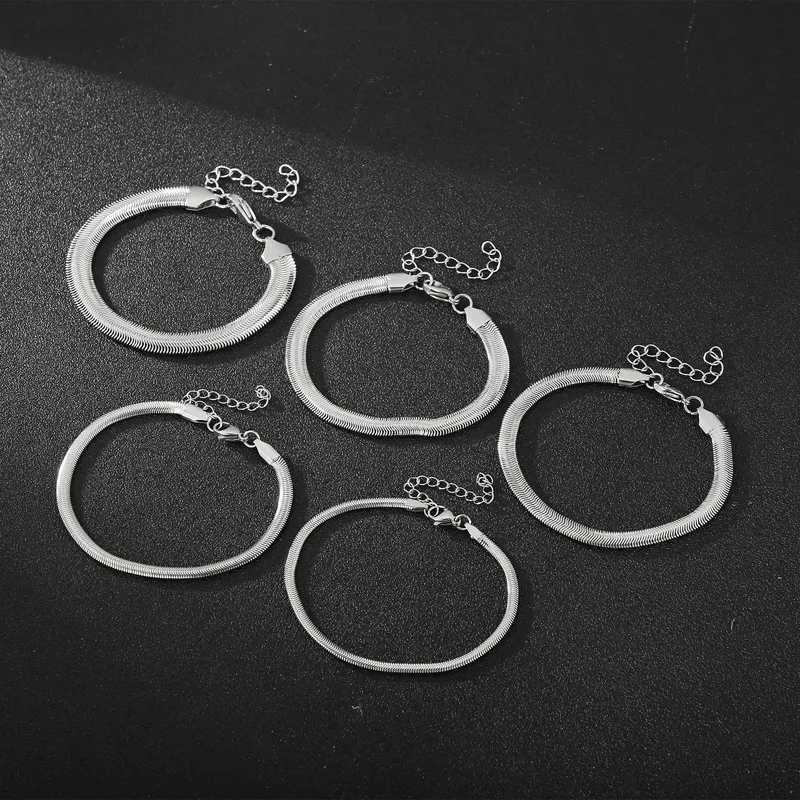 Fashionable New European and American Style, Simple and Personalized, Internet Celebrity Street Style, Snake Bone Chain Stainless Steel Bracelet