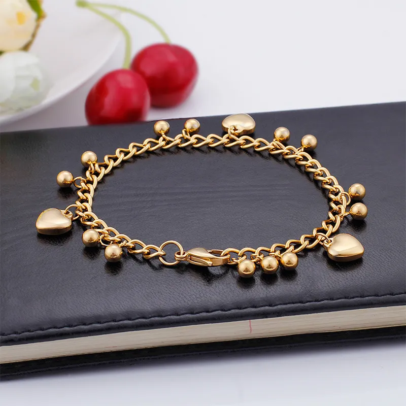Stainless Steel Heart Element Handmade Chain Bracelet Suitable for Women's Daily Wear