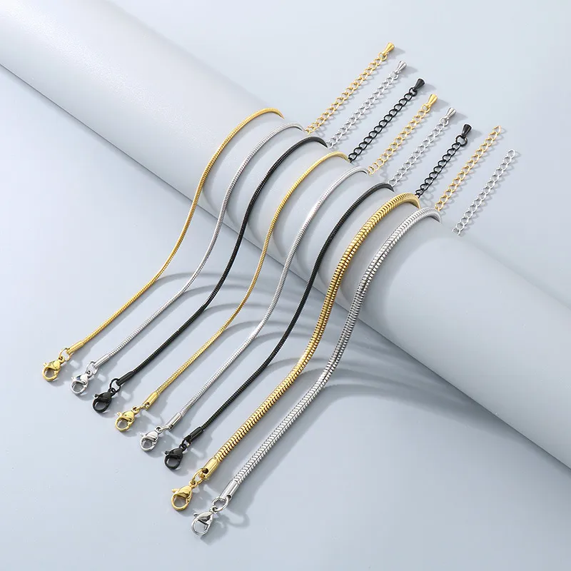 Stainless Steel Round Snake Chain Bracelet, Simple Jewelry Suitable for Daily Wear
