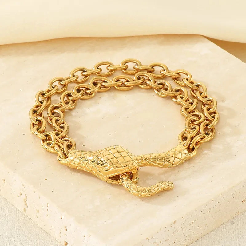 Domineering Animal Head Bracelet Creative Design Hip-Hop Emperor Chain Snake Head Stainless Steel Bracelet