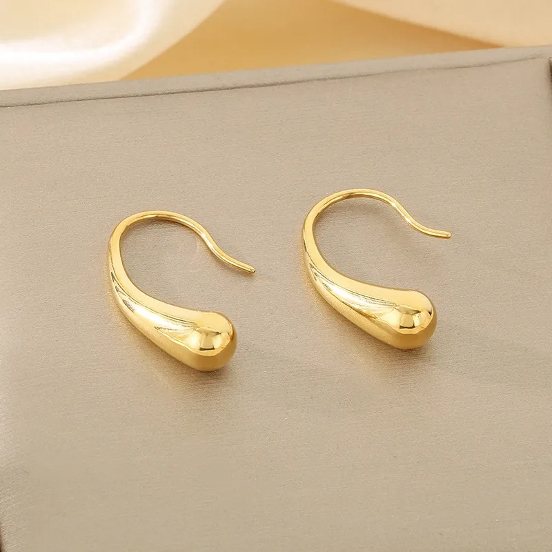 Minimalist Stainless Steel Water Drop Ear Hooks Fashion Versatile Small Earrings Wholesale