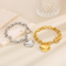 Fashionable and Minimalist Stainless Steel Smooth Heart Pendant with an Ot Buckle Bracelet Necklace Set