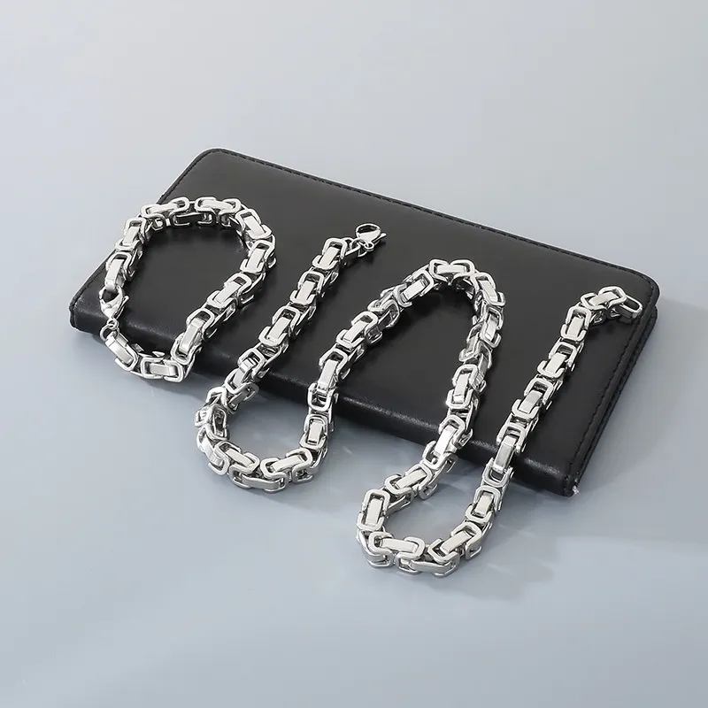 Stainless Steel Fashion Chain Bracelet Necklace Jewelry Set
