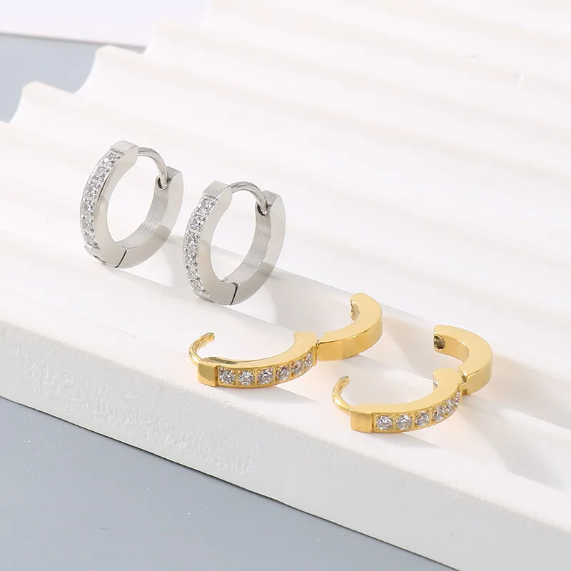 Stainless Steel Jewelry Rhinestone Earrings Suitable for Daily Wear