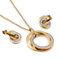 European American Stainless Steel Jewelry Double Interlocking Diamond-Embedded Women's Jewelry Set Wholesale