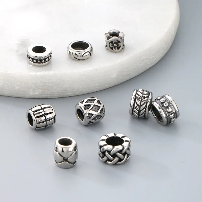 Stainless Steel Fashion Large Hole Cylindrical Positioning Bead Jewelry Accessories Bead
