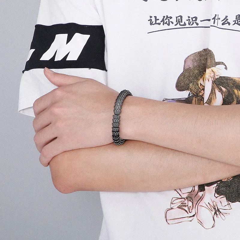Men's Stainless Steel Cast Snake Shaped Bracelet Punk Style Jewelry