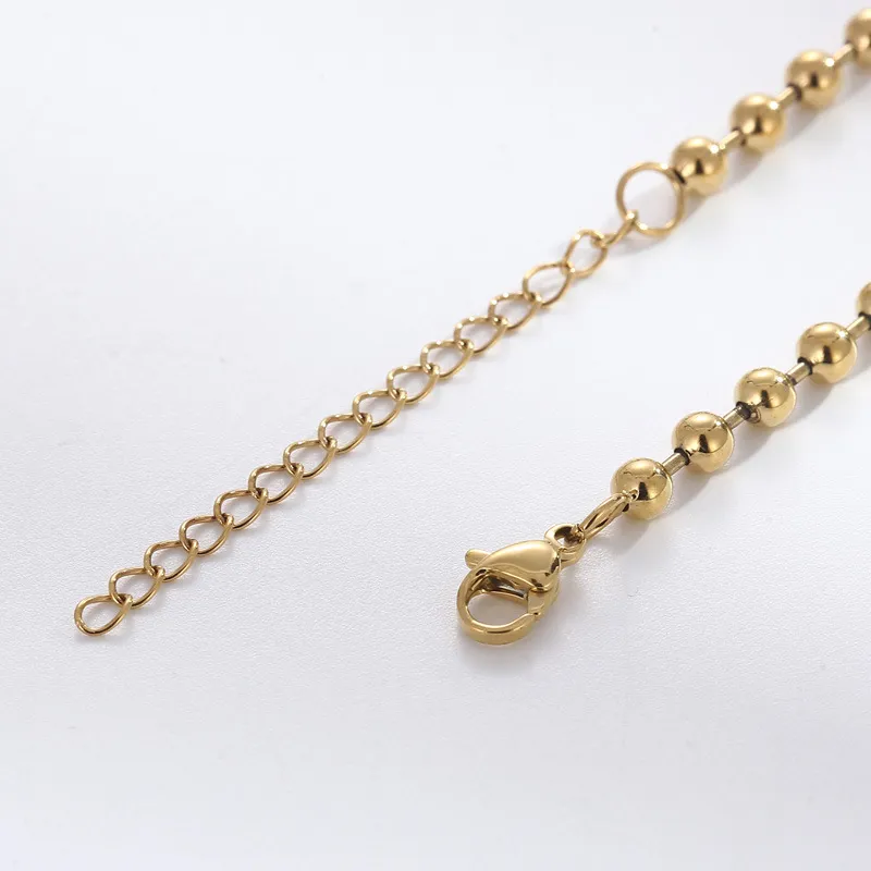 New Arrival Stainless Steel Minimalist Beaded Chain Hollow Ball Handmade Chain Bracelet