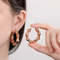Fashion Stainless Steel U-Shaped Bamboo Hollow Earrings Personalized 18K Vacuum Gold-Plated Earrings
