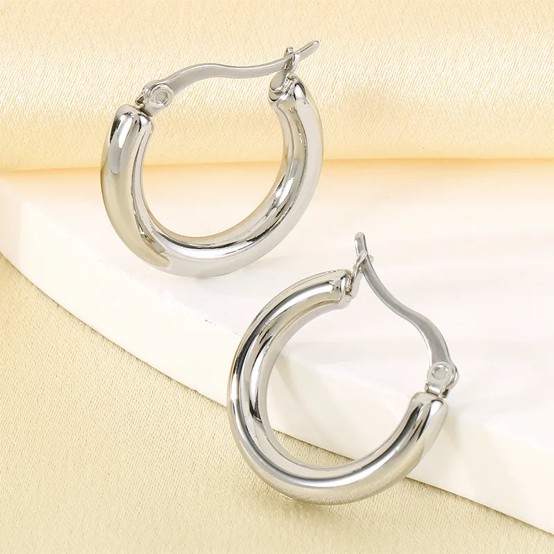 Simple Circle Versatile Earrings Female Ins Geometric Smooth Stainless Steel Earrings Jewelry