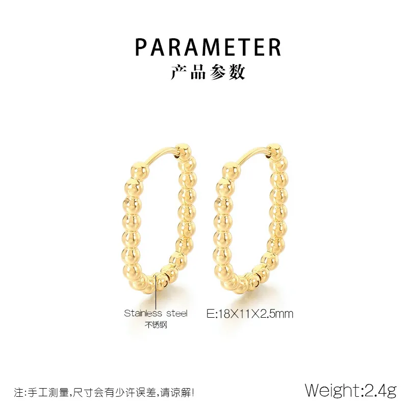 European Ins Geometric Bead Stainless Steel Huggie Earrings Minimal Basic Earrings Women
