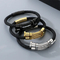 Punk Style Personalized Stainless Steel Nail Head Domineering Men's Leather Bracelet Wholesale