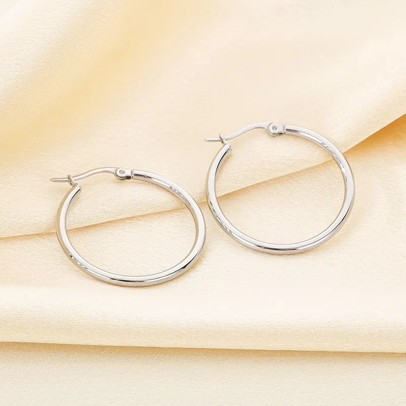 Vintage-Inspired Plain Large Hoop Earrings in Durable Stainless Steel
