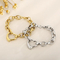 Fashion Stainless Steel Heart Pendant Earrings Bracelet Necklace Set Jewelry Accessories