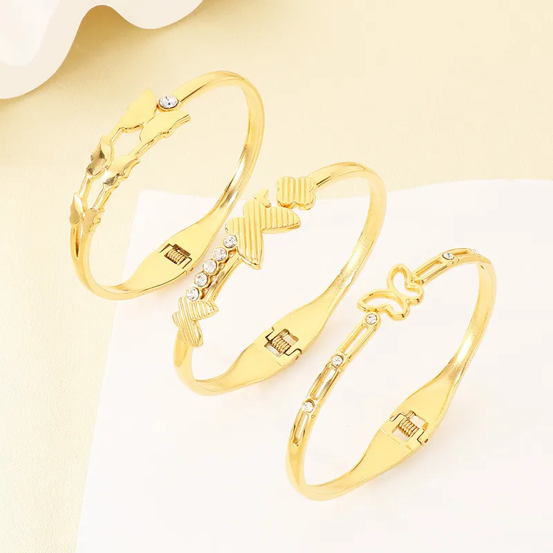 Stainless Steel Bangle with Butterfly Element Jewelry Suitable for Daily Wear