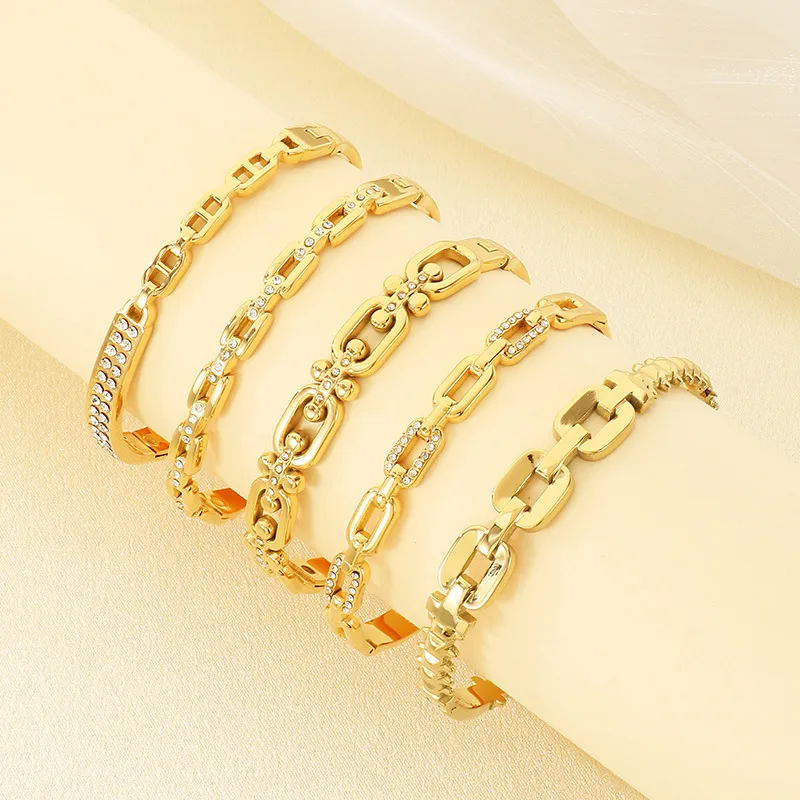 Stainless Steel Jewelry Rhinestone Bangle Suitable for Daily Wear