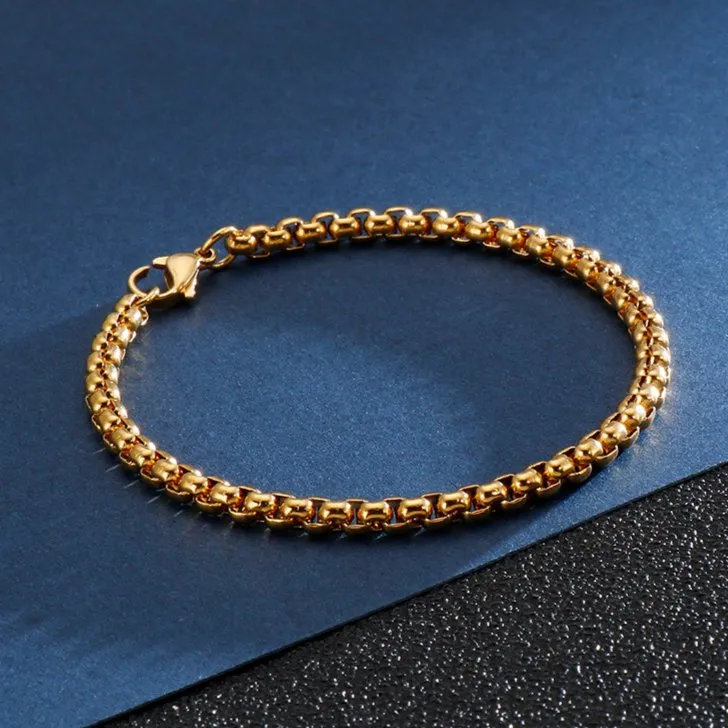 Electroplated Gold Square Pearl Shape Stainless Steel Bracelet