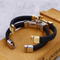 European and American Style Stainless Steel Cross Bracelet Woven Men's Leather Jewelry