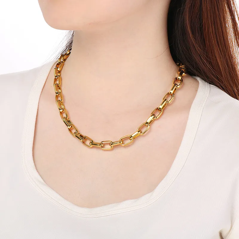 Stainless Steel Fashion Simple Square Chain Trapezoidal Square Buckle Bracelet&Necklace Set