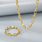 Stainless Steel Fashion Simple Square Chain Trapezoidal Square Buckle Bracelet&Necklace Set