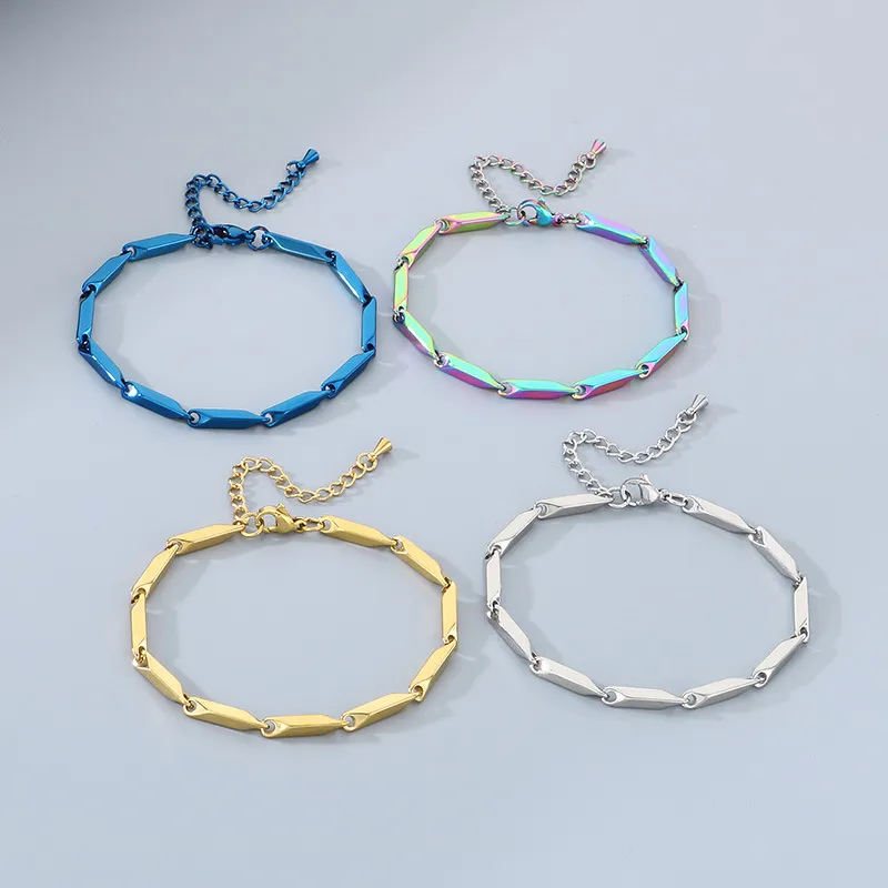 Simple Stainless Steel Geometric Sunflower Seed Chain Fashionable Colorful Bracelet&Necklace Accessories