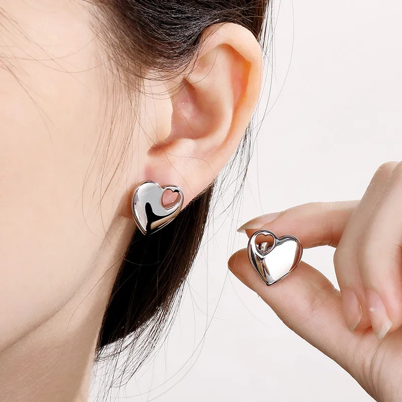 European and American Ins Fashion Stainless Steel Creative Multi Style Heart-Shaped Design Versatile Earring Jewelry