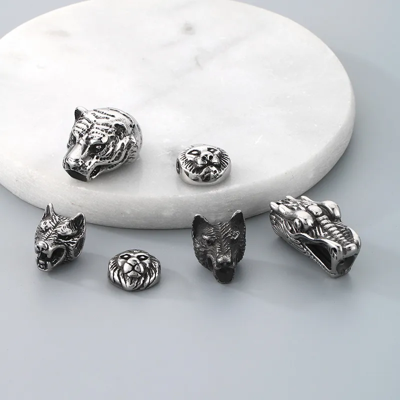 Stainless Steel Jewelry Wolf Lion Dragon Head Charm Bracelets Accessories