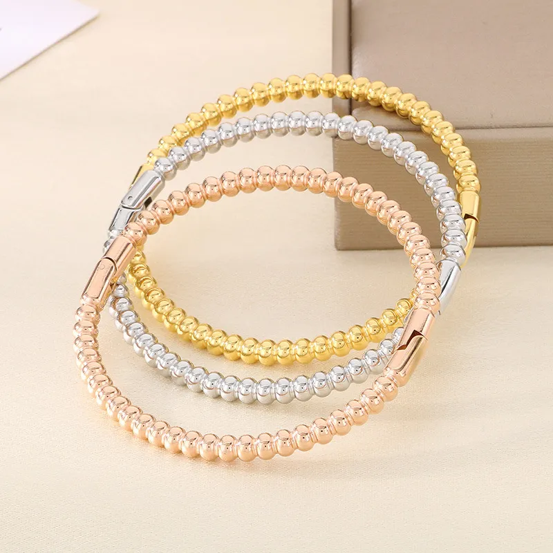 Minimalist Beaded Water Wave Stainless Steel Ring Adjustable Oval Bracelet Jewelry Set
