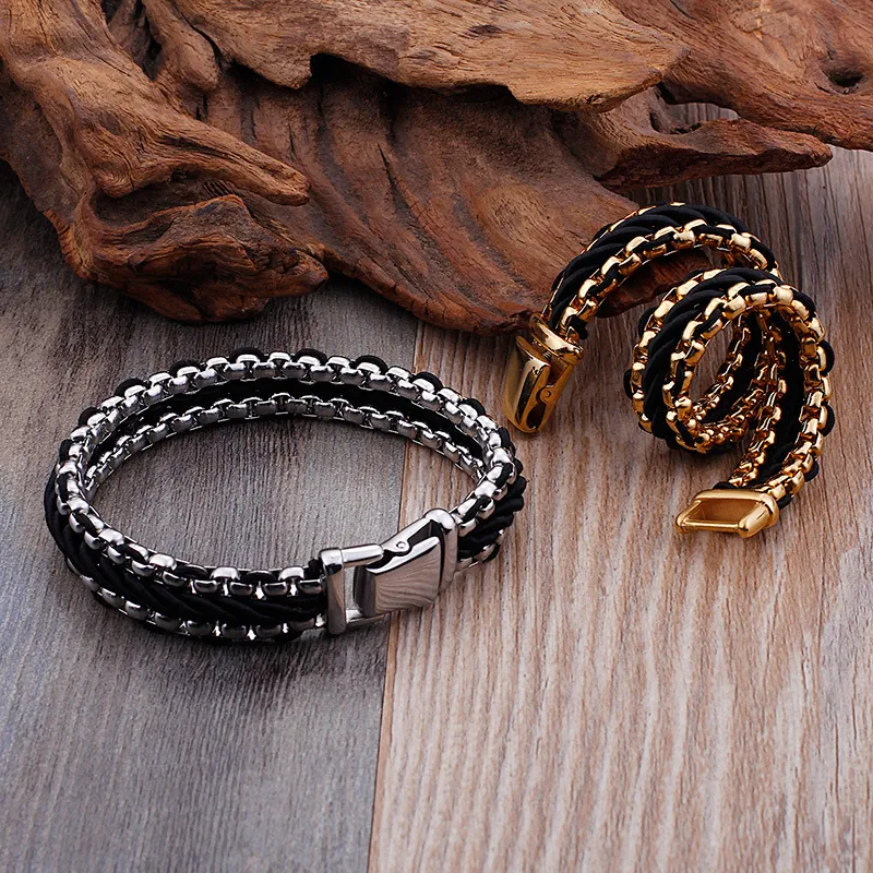 Popular Nylon Rope Weaving Bracelet Fashion Stainless Steel Chain Weaving Men's Stainless Steel Jewelry Wholesale